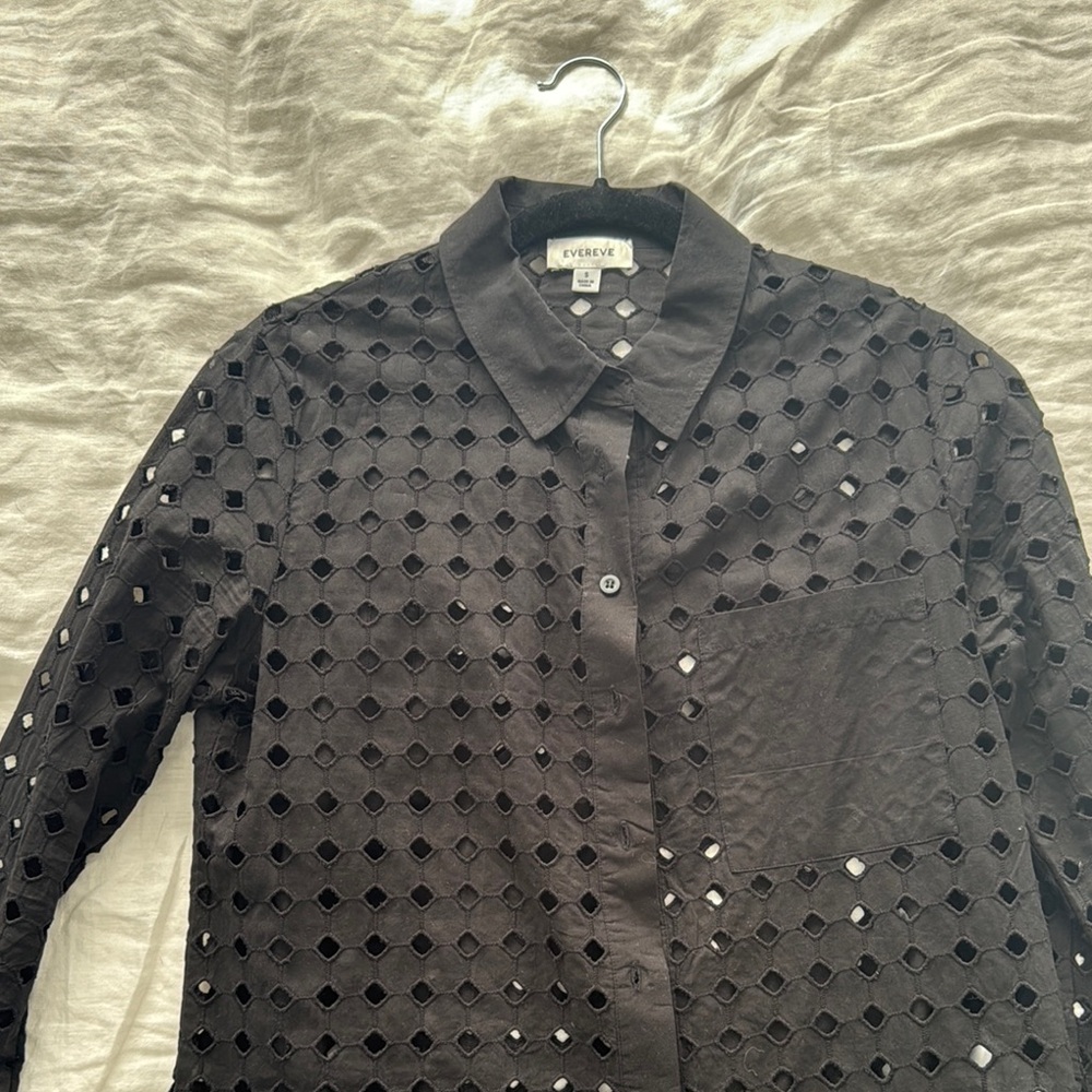 Evereve Black Eyelet Blouse